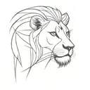 A lion's head connected with a cross, illustrating the "Lion of God", which is the meaning of the name Ariel tattoo design idea
