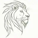 A lion's head connected with a cross, illustrating the "Lion of God", which is the meaning of the name Ariel tattoo design idea