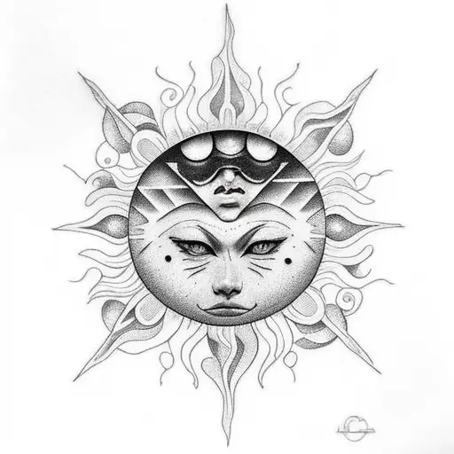 Sun and Moon tattoo design idea
