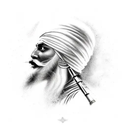 sikh warrior and sun tattoo design idea
