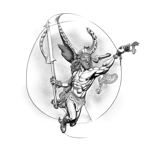 A design incorporating Hermes and Hades imagery tattoo design idea