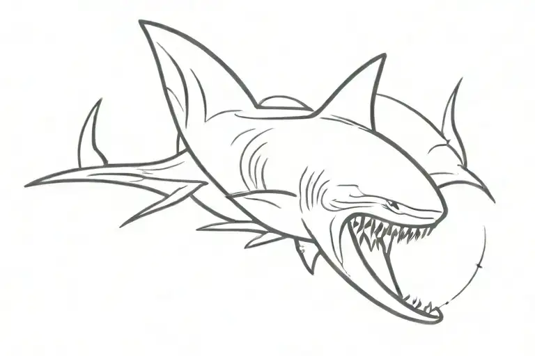 mini hammer head shark curved shape bending tattoo design idea