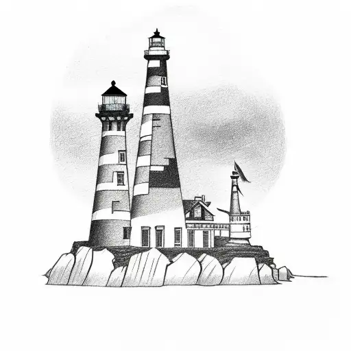 A captivating sketch style tattoo of a lighthouse standing tall on the east coast tattoo design idea