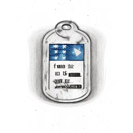 Flag with Dog Tags Near Cash REgister Building tattoo design idea