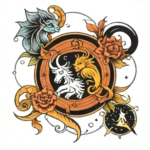 leo taurus pisces capricorn gemini tattoo design idea