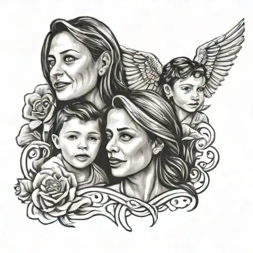 mom dad sister and son tattoo design idea