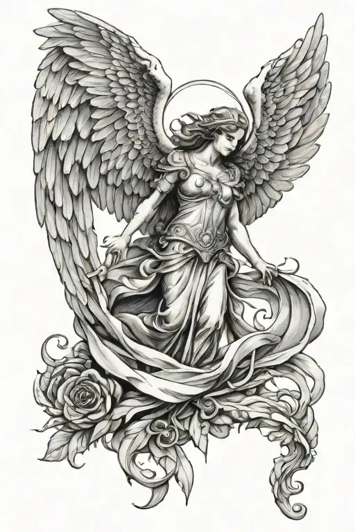 protector angel tattoo design idea