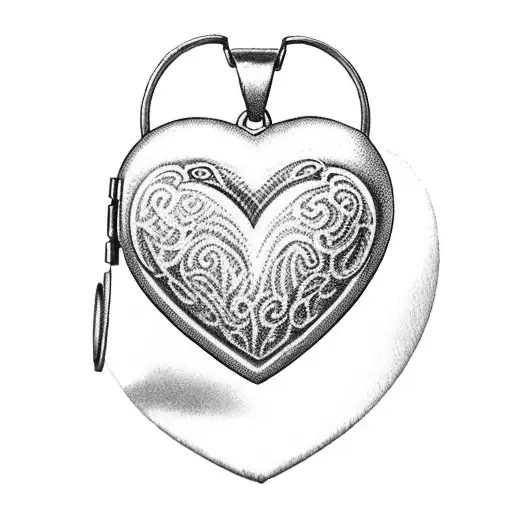 a heart shaped open locket that has a bow tied to it and inside says i love you to bits  tattoo design idea
