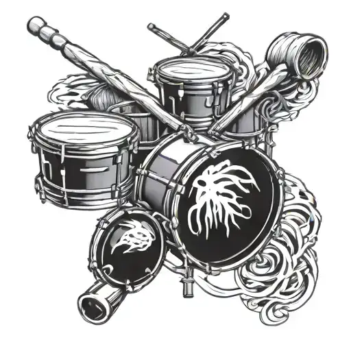 drum sticks and a microphone intertwined tattoo design idea