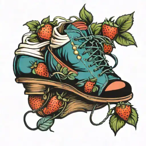 strawberry shoes tattoo design idea