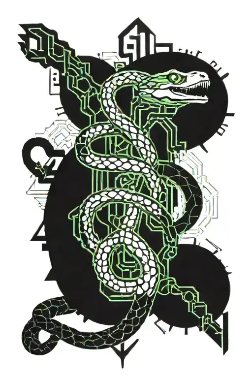 fossil of the world snake Jormungand tattoo design idea
