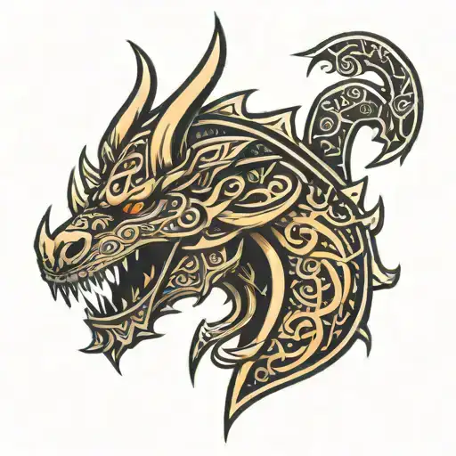 viking dragon symbol tattoo design idea