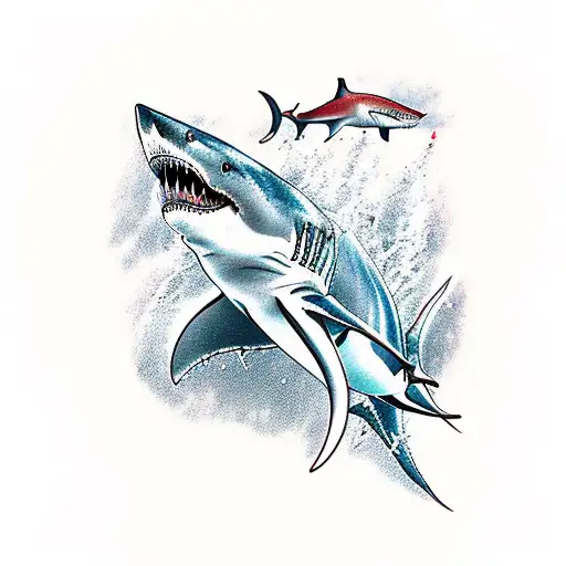great white shark seen from above with maori touches tattoo design idea