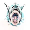 great white shark seen from above with maori touches tattoo design idea