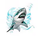 great white shark seen from above with maori touches tattoo design idea