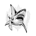 great white shark seen from above with maori touches tattoo design idea