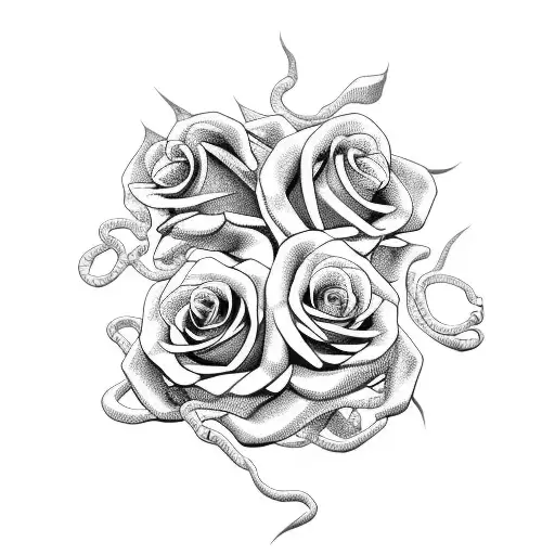 Medusa with roses tattoo design idea