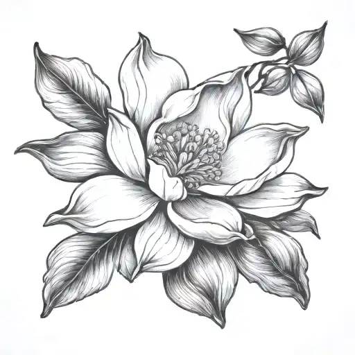 magnolia flower with a bell  tattoo design idea