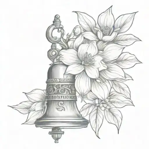 magnolia flower with an ornate bell tattoo design idea