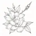 magnolia flower with a bell  tattoo design idea