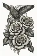 roses doves, butterflies, cross tattoo tattoo design idea