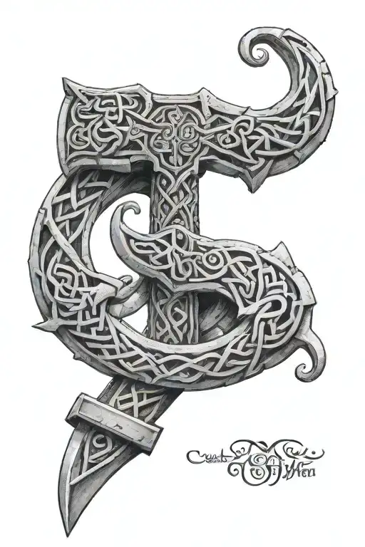 hunnin and munnin around a vegsivir with mjolnir beneath intertwined with celtic knotwork  tattoo design idea