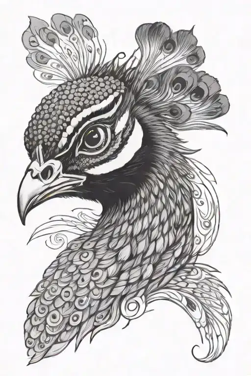 Peacock head tattoo design idea