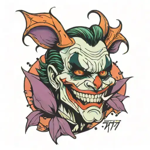 777 with joker smile face tattoo design idea