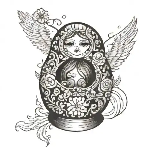 nesting doll in a storm that is at peace tattoo design idea