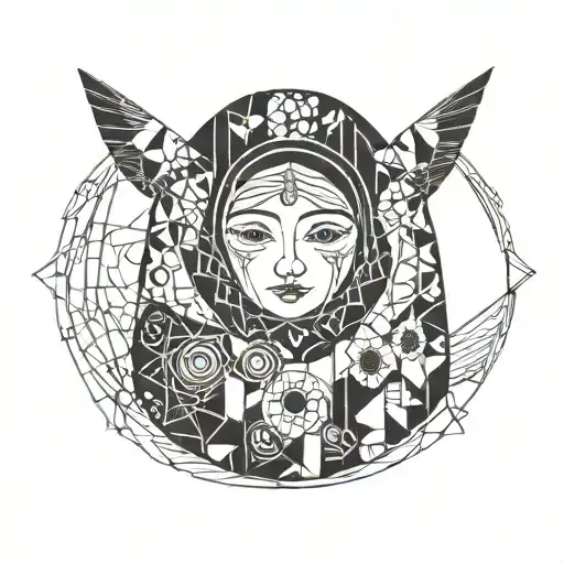 nesting doll with eyes closed tattoo design idea