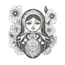nesting doll with eyes closed tattoo design idea