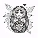 nesting doll with eyes closed tattoo design idea