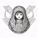 nesting doll with eyes closed tattoo design idea