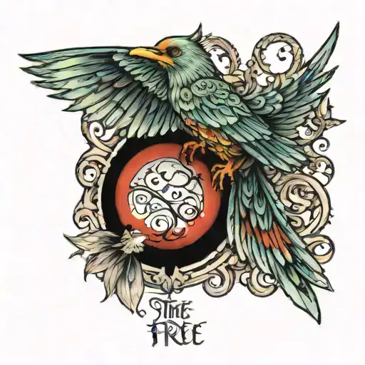 the word free and a bird tattoo design idea