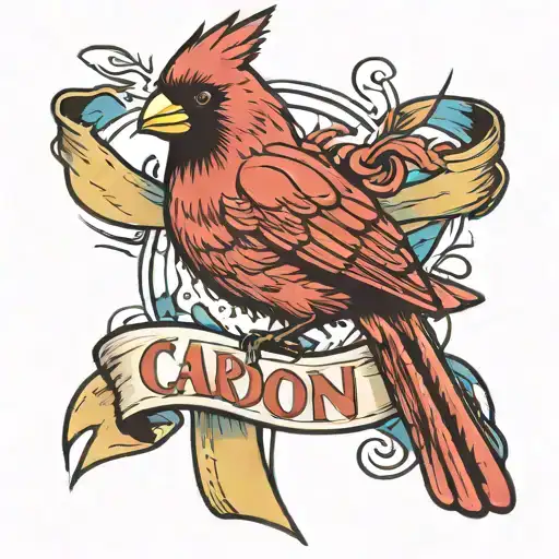 Cardinal and colon cancer ribbon mom who passed away  tattoo design idea