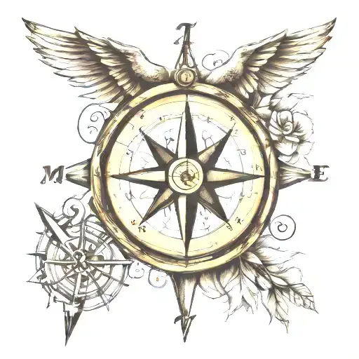 compass with "i"m always with you" together tattoo design idea