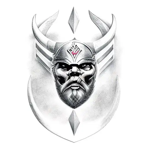 viking with big axe tattoo design idea