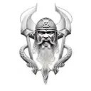 viking with big axe tattoo design idea