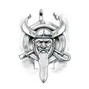 viking with big axe tattoo design idea