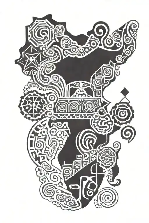 The continent of Africa with Māori tribal symbols. tattoo design idea