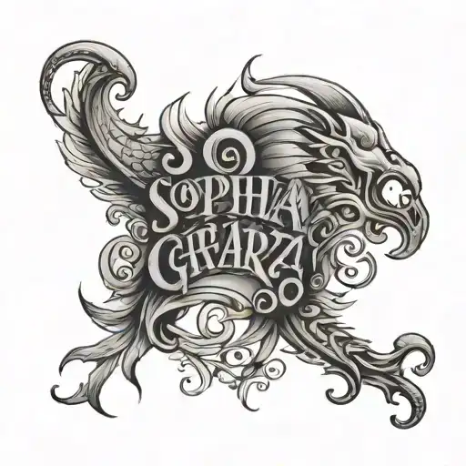 "Sophia Garza" written tattoo design idea