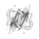 dna double helix with stars inside tattoo design idea