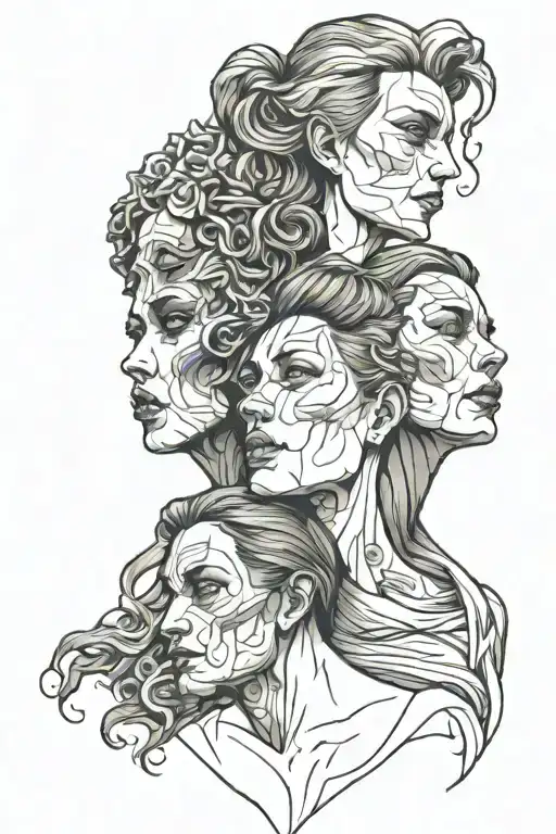 The three faces of the moirae, a somewhat dark tattoo tattoo design idea