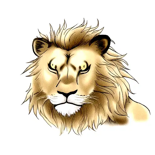 A lion with a scar across its face symbolizing strength and resilience tattoo design idea