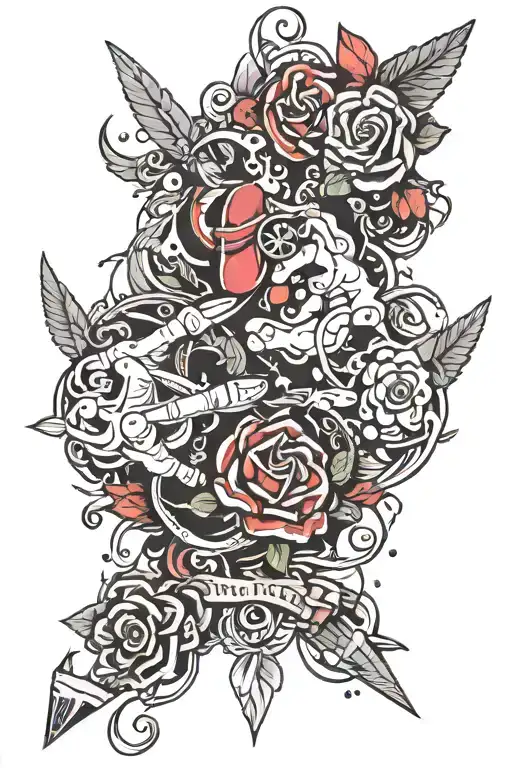 rock paper scissors cutting tattoo design idea