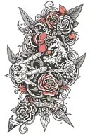 rock paper scissors cutting tattoo design idea