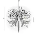 brain wirh spinal cord extending as neurons tattoo design idea