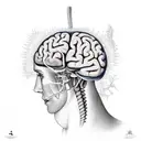 brain wirh spinal cord extending as neurons tattoo design idea
