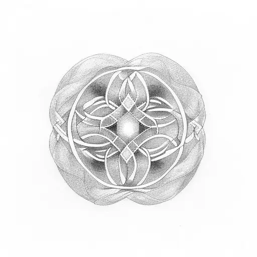 A dotwork design of three interconnected hearts, symbolizing the love between a father and his three daughters tattoo design idea