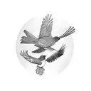 A sketch of three birds in flight, each bird representing one of your daughters tattoo design idea